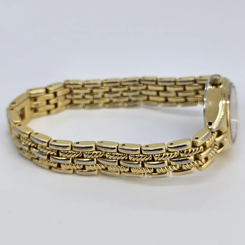 Acqua Timex Women's Watch 23MM‎ Gold Dial Two Tone Bracelet Band 7